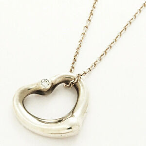 Tiffany Co Elsa Peretti Open Heart Silver Pendant